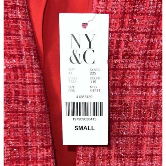 INC International Women's Tweed Red Blazer Holiday Special Occasion Formal Small - Picture 9 of 9